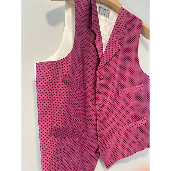 Hackett London Silk Waistcoast Vest Bright Pink Size 42R JL - Picture 3 of 7